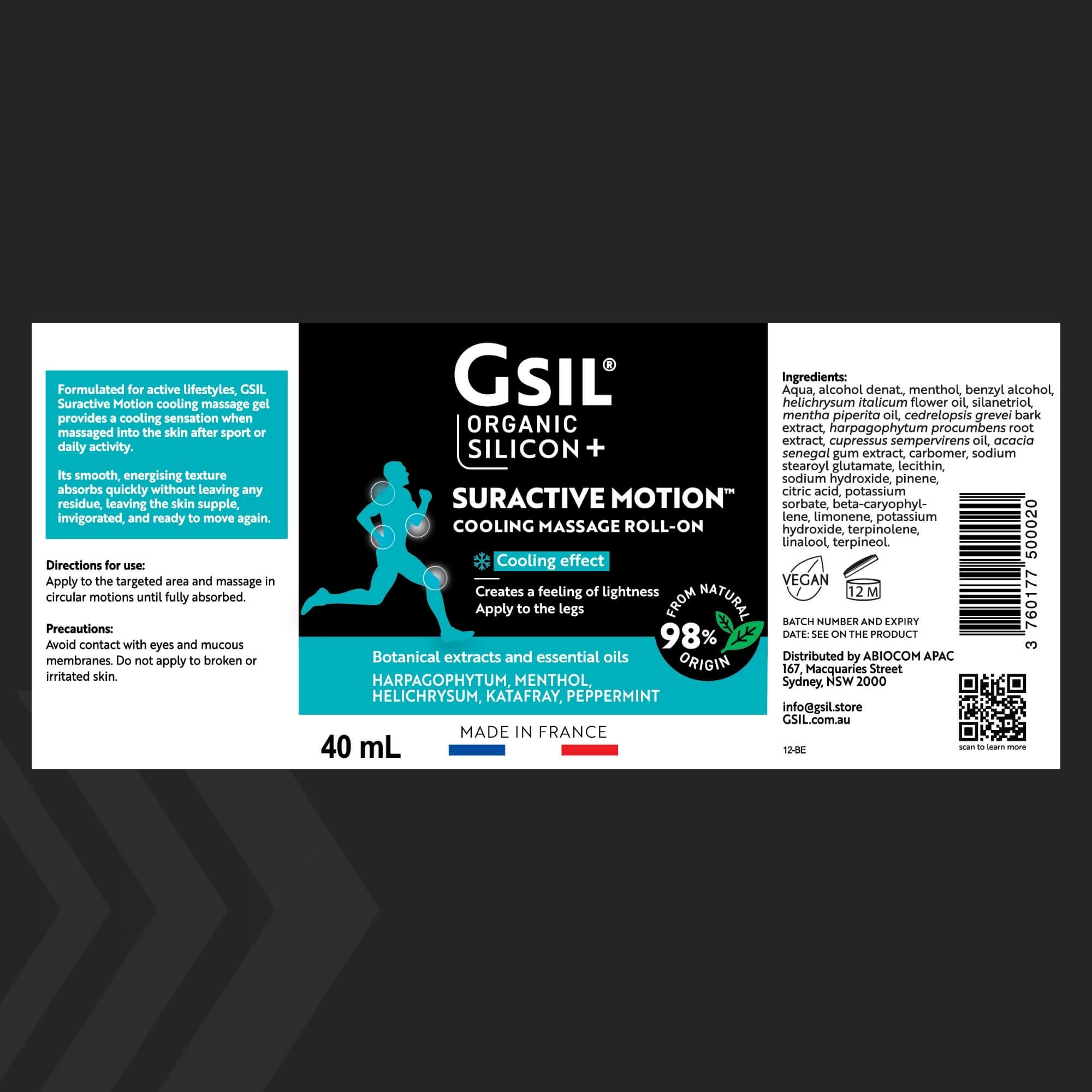 Cooling Massage Roll-On — 40 mL | GSIL Suractive Motion